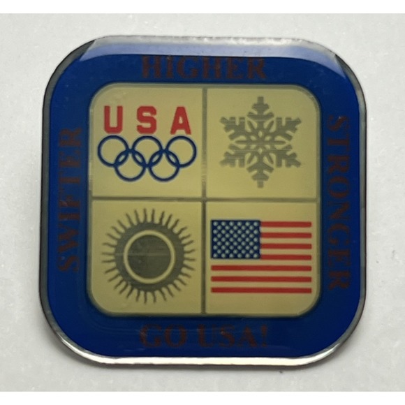 Vintage‎ USA Swifter Higher Stronger Olympic Sport Lapel Hat Pin Collectible - Picture 1 of 3